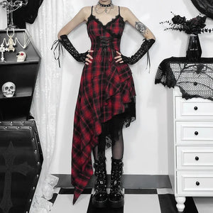 Halloween Gothic Rock Black And Red Hitman Dress