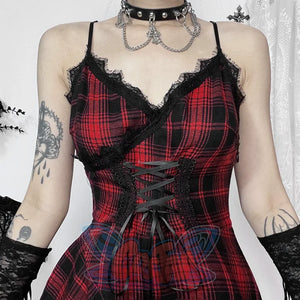 Halloween Gothic Rock Black And Red Hitman Dress