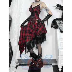 Halloween Gothic Rock Black And Red Hitman Dress