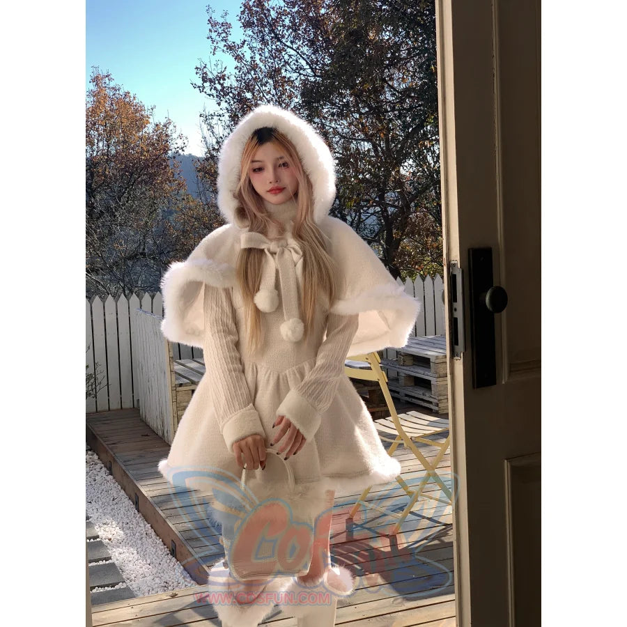 Winter Sweet And Cute Little Princess Cape/Dress S23008 Dress / S Set