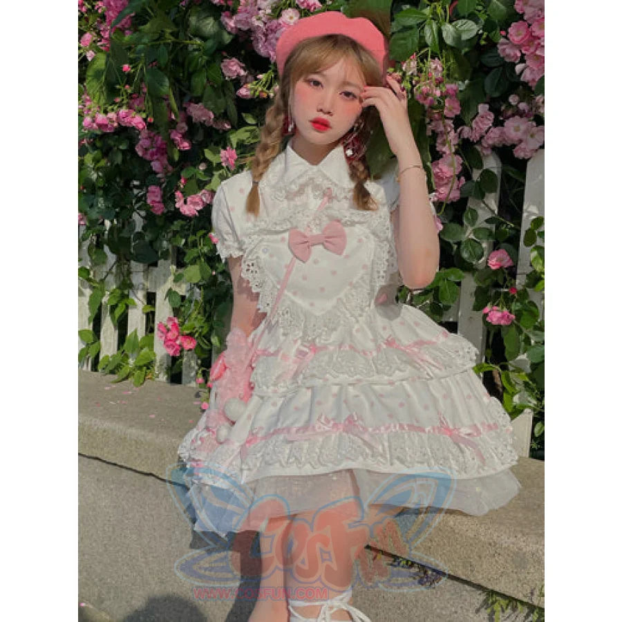 Pre-Sale Cute Sweet Lolita Heart-Shaped Wavepoint Summer Dress S30003 Pink / S