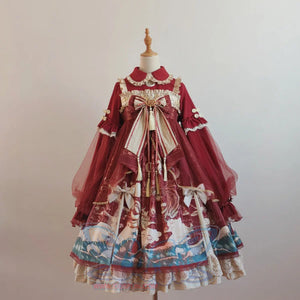 Spring And Autumn Lolita Cute Girl Elegant Dress Red / S