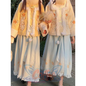 Han Elements Embroidery Wool Coat Chinese Style Dress Suit