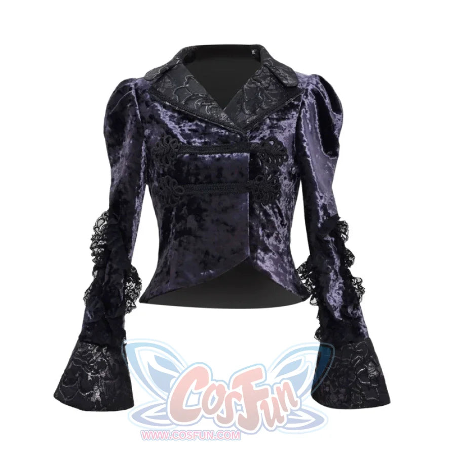 Velvet Standing Collar Gothic Fall/Winter Jacket S