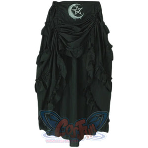 Gothic Style Irregular Ruffled Skirt Black / S