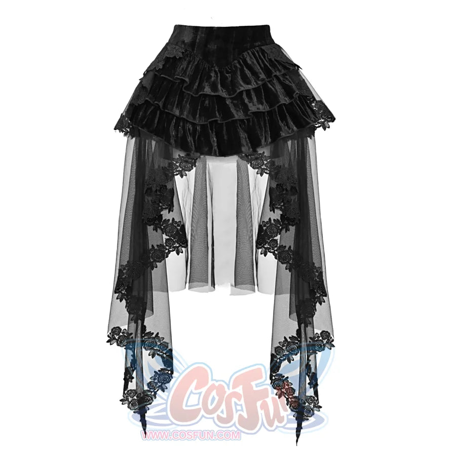 Gothic Velvet Fishbone Corset Halloween 3-Piece Set S22987 Skirt / S