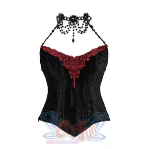 Gothic Velvet Fishbone Corset Halloween 3-Piece Set S22987 Top / S