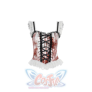 Halloween Bloody Mary Drawstring Halter Lolita Top And Skirt / Xs