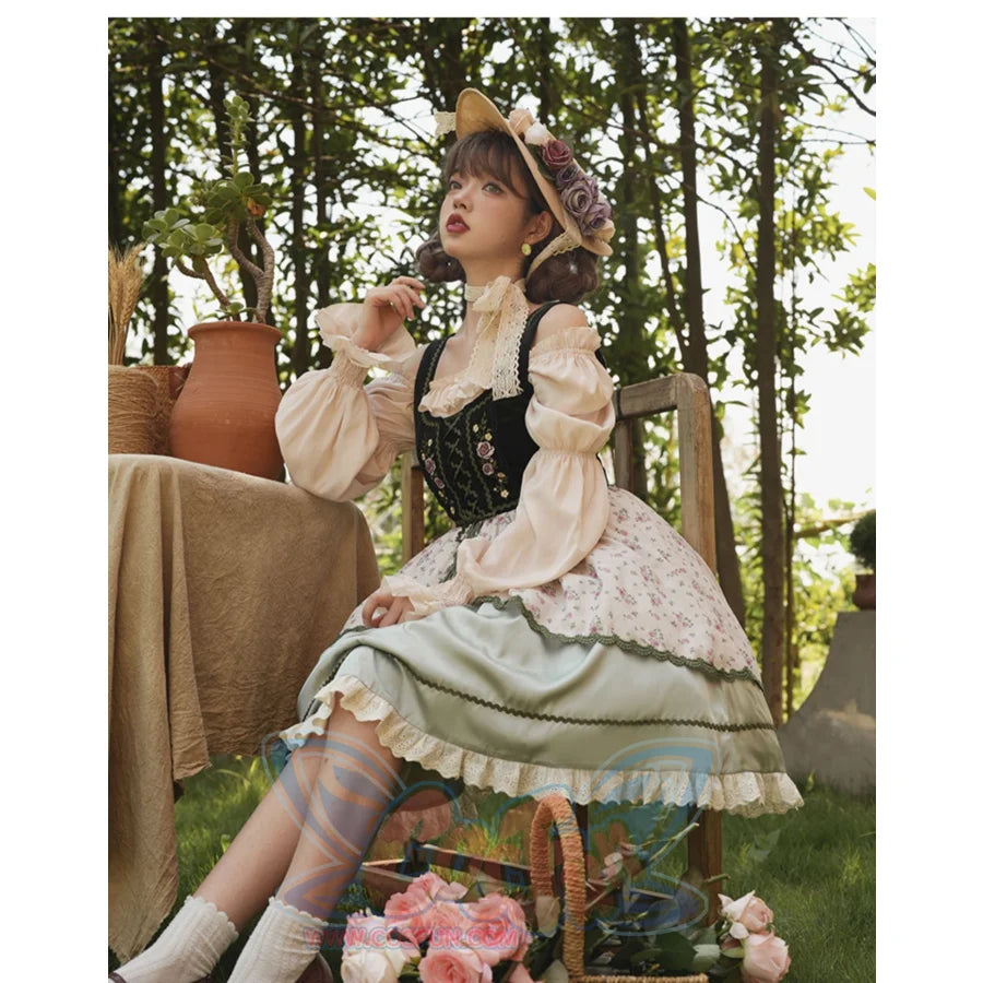 Embroidery Printed Rural Cla Bavarian Girl Lolita Dress S22187