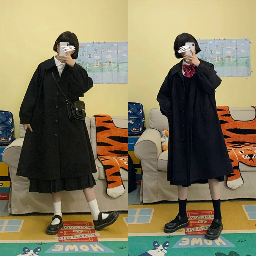 Long Retro Jk Wool Coat Japanese Magic Girl’s Winter Cotton