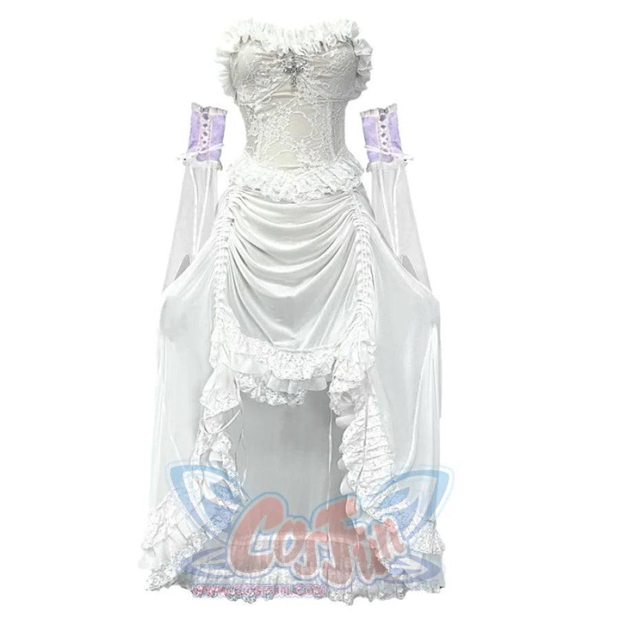 White Gothic Drawstring Halter Dress