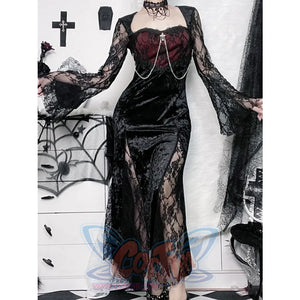 Halloween Vampire Red Lace Fishtail Special Style Long Dress