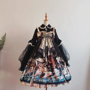 Spring And Autumn Lolita Cute Girl Elegant Dress Black / M