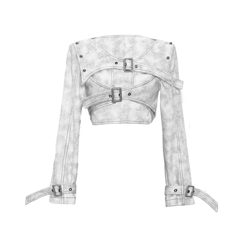 Suede Punk Shoulder Pads Short Jacket