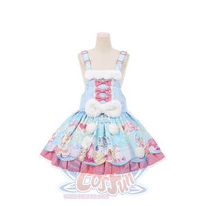 Christmas Cute Print Suspender Dress Blue / S