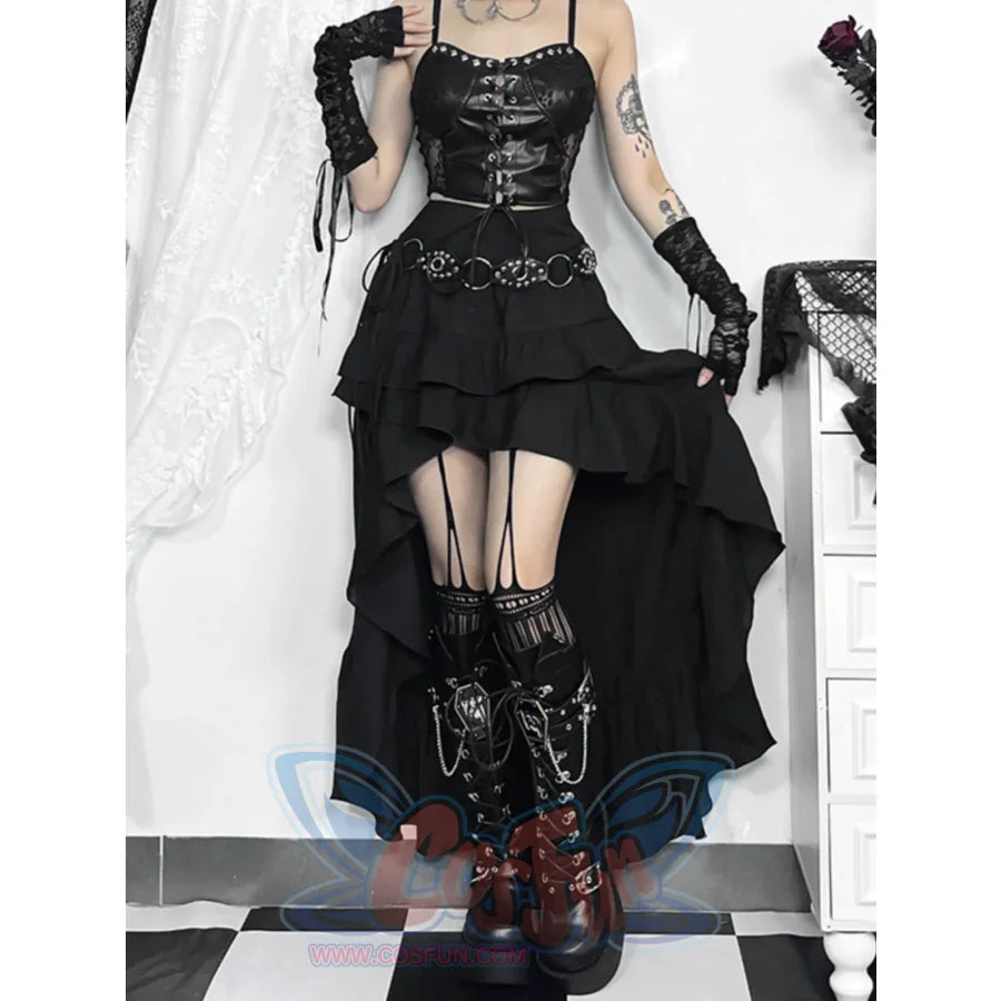 Halloween Black Lolita Irregular Drag Skirt