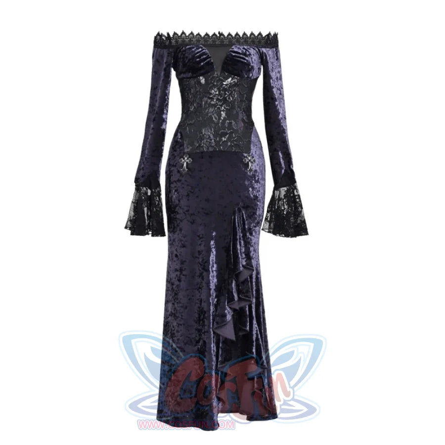 Gothic Velvet One Neck Slim Fishtail Dress S