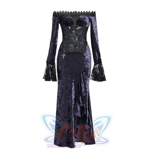 Gothic Velvet One Neck Slim Fishtail Dress S