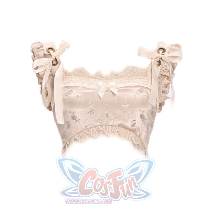 Rococo Lace Bow Tie Top S