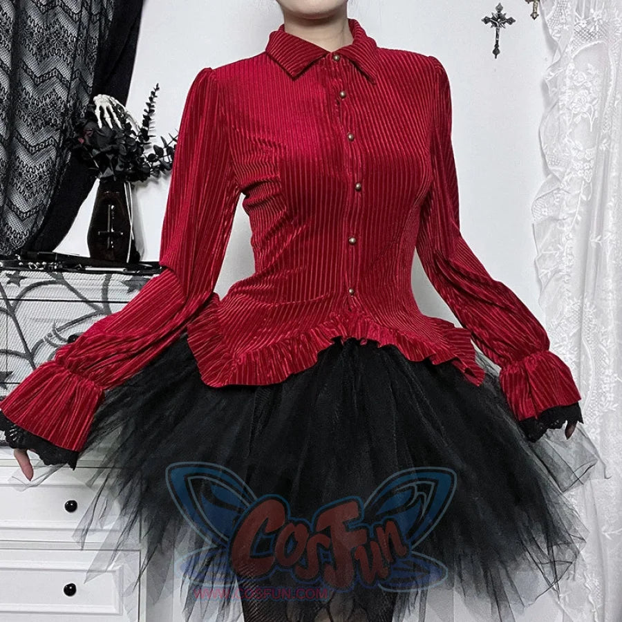 Halloween Gothic Lolita Red And Black Vintage Set