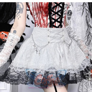 Halloween Bloody Mary Drawstring Halter Lolita Top And Skirt