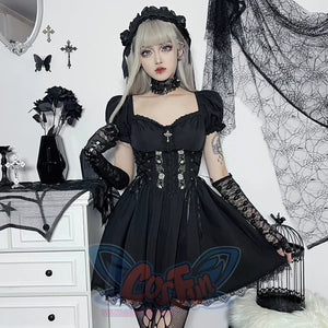 Halloween Gothic Lolita Dress Bubble Sleeve / S