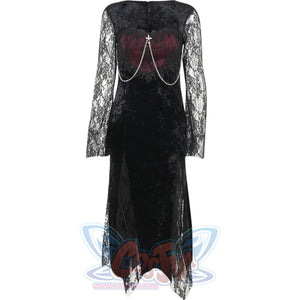 Halloween Vampire Red Lace Fishtail Special Style Long Dress S