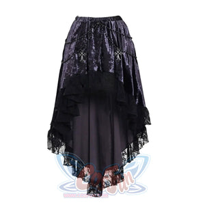 Velvet Gothic Beaded Chain Trailing Lace Halter Skirt S