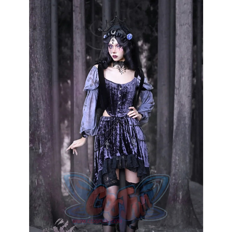 Gothic Bow Velvet Herringbone Lace-Up Corset