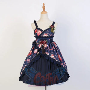 Original Genuine Strawberry Lolita Dress High Waist Japanese Style Cute Haori S20246 Blue Dress2 / S