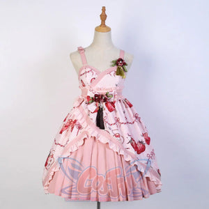 Original Genuine Strawberry Lolita Dress High Waist Japanese Style Cute Haori S20246