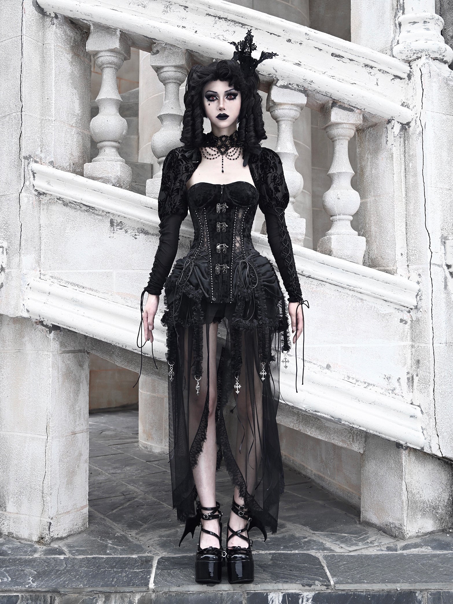 Gothic Dark Strap Corset Set S22982