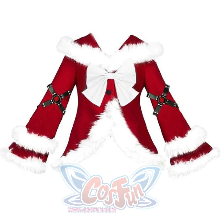 Christmas Worship Goth Bow Plush Woolen Coat