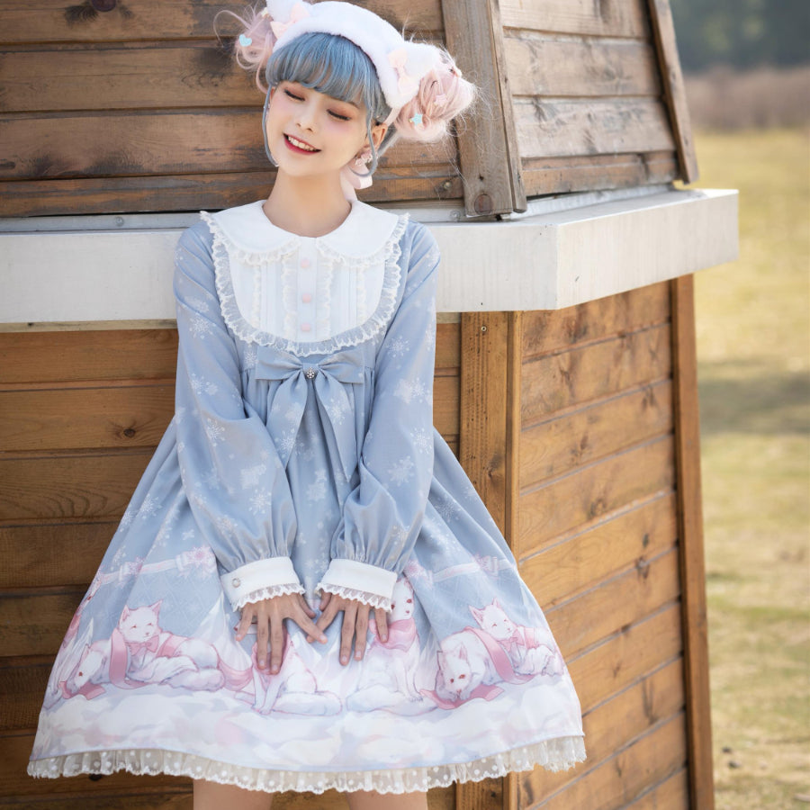 Snow Fox Lolita Long Sleeve Dress