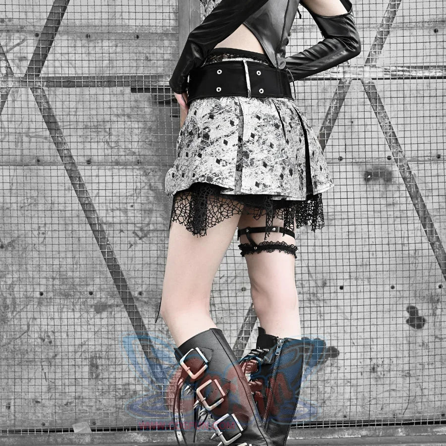 Spice Girl Gothic Fishnet Pleated Short Skirt