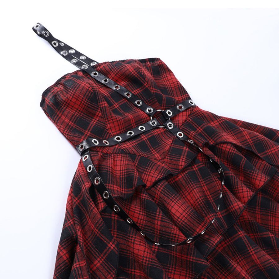 Sweet and Cool Irregular Slim Plaid Dress S22929