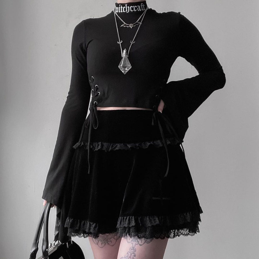 Punk Lace High Waist Slim Short Skirt