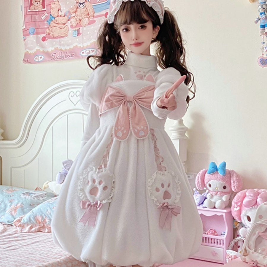 Autumn Winter Lovely Lolita Thicken Woolen Dress Sets