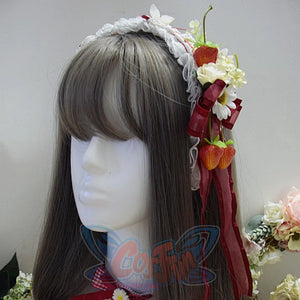 Sweet And Lovely Lolita Strawberry Straw Hat Sets A Hairband