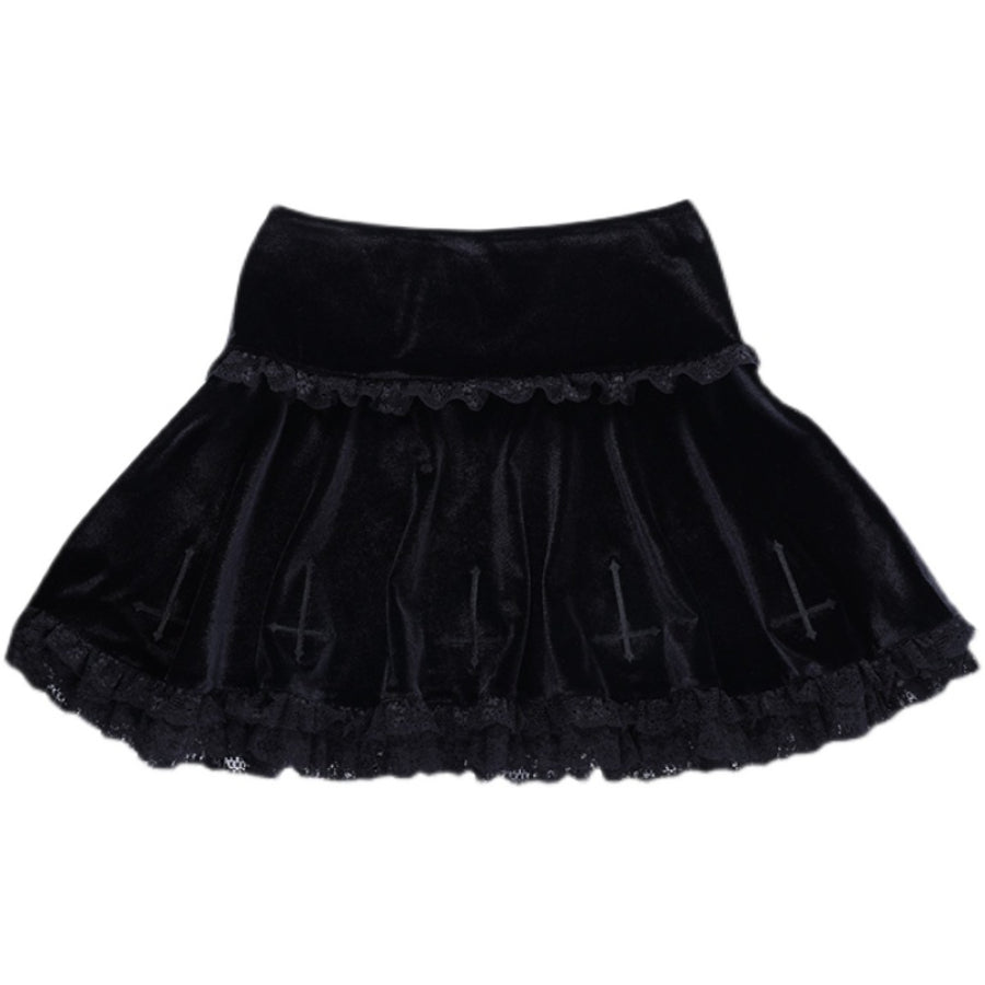 Punk Lace High Waist Slim Short Skirt