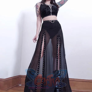 Summer High Waist Big Hemline Gauze Long Skirt