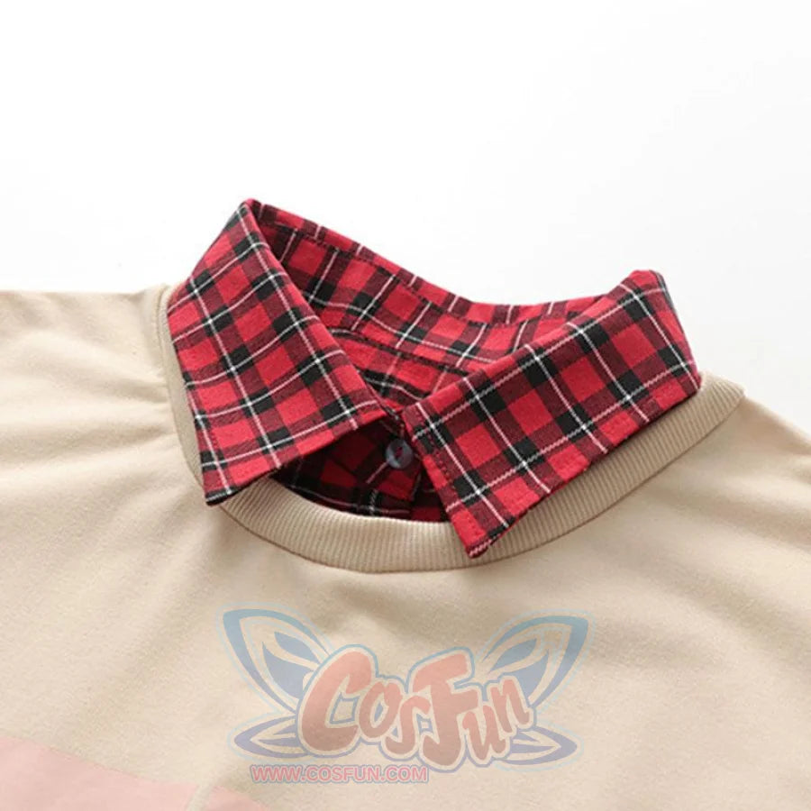 Animal Printing Cartoon Plaid Collar Shirt One-Piece Sweaters Three Colors Hoodie J30003 Sweatshirt