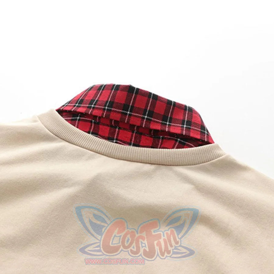 Animal Printing Cartoon Plaid Collar Shirt One-Piece Sweaters Three Colors Hoodie J30003 Sweatshirt