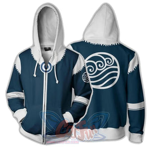 Avatar: The Last Airbender 3D Printed Polyester Zip Up Hoodie C Blue / S Hoodie