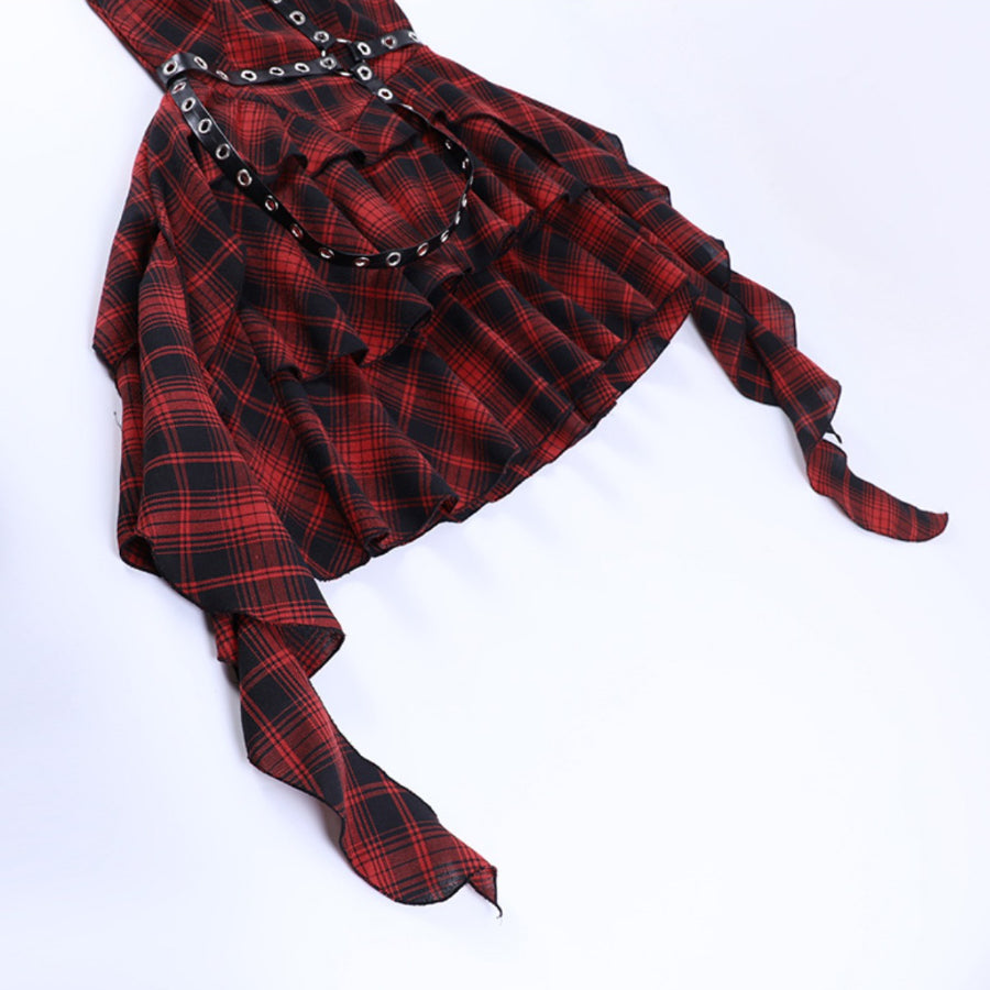 Sweet and Cool Irregular Slim Plaid Dress S22929