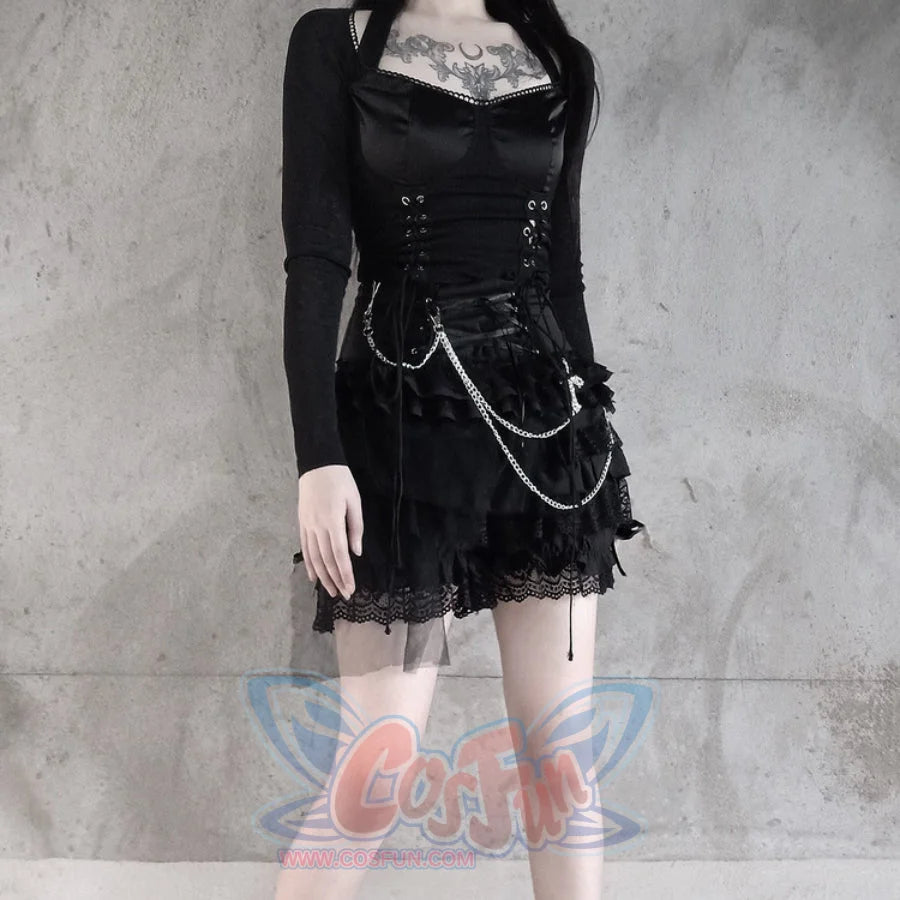 Gothic Chain Multilayer Lace Short Pantskirt