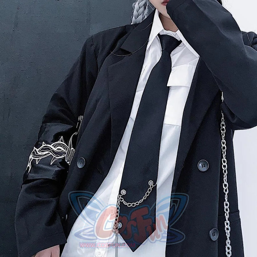 Black Cool Chain School Uniform Wild Fit Couple Tie S20054