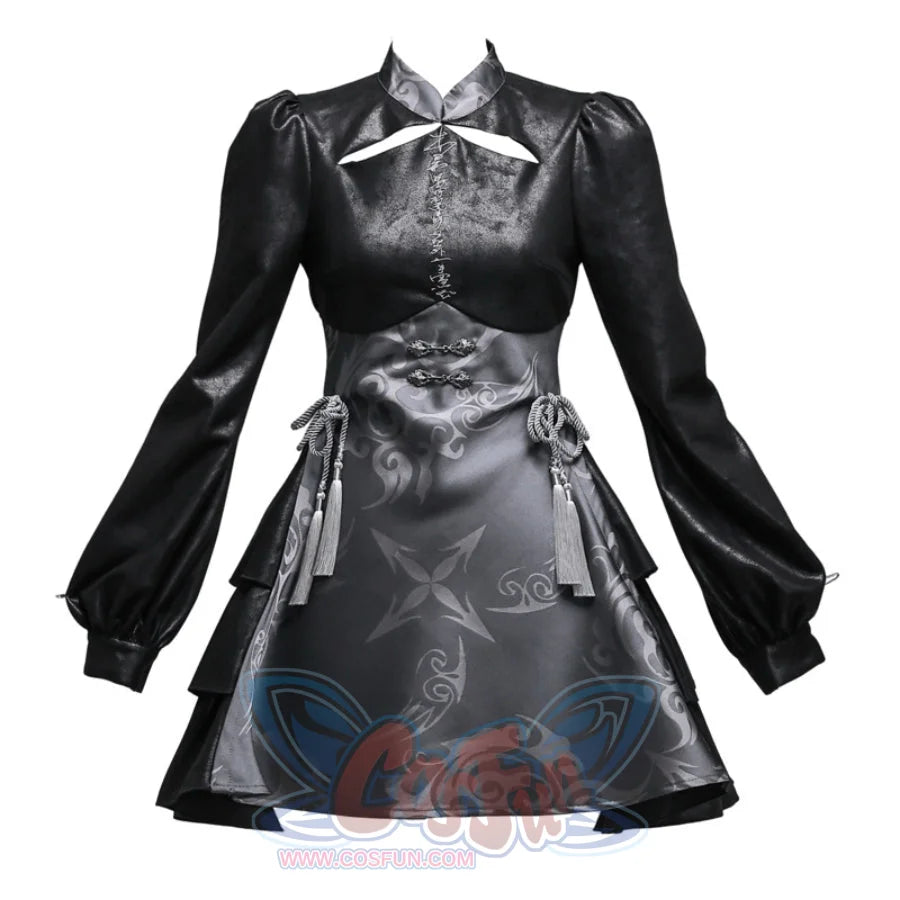 Woolen Spliced Embroidery Long Sleeve Cheongsam Dress