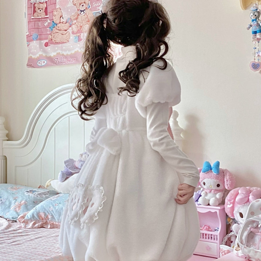 Autumn Winter Lovely Lolita Thicken Woolen Dress Sets