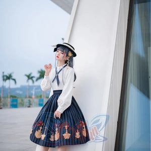 Vintage Elegant Girl Lolita Striped Printed Suit S22470